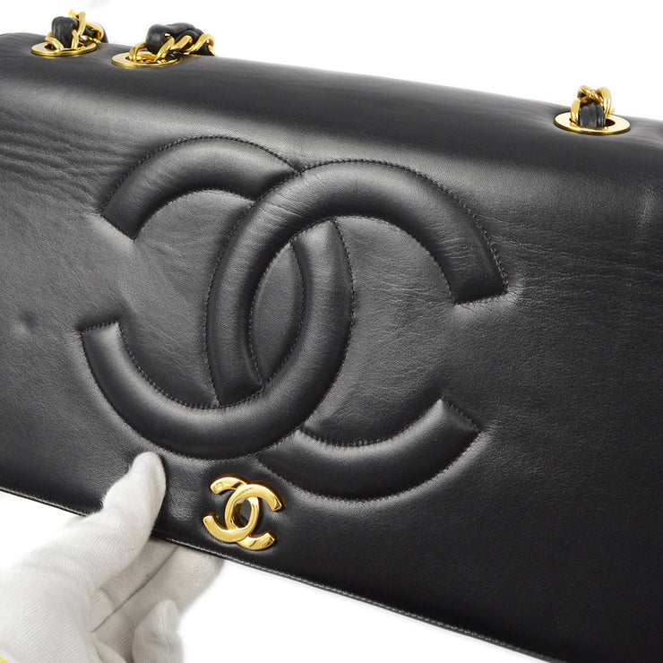 Chanel * 1991-1994 Black Lambskin Maxi Straight CC Flap