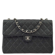 Chanel 2000-2001 Black Caviar Jumbo Classic Flap Shoulder Bag