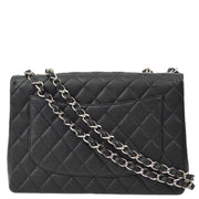 Chanel 2000-2001 Black Caviar Jumbo Classic Flap Shoulder Bag