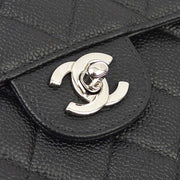 Chanel 2000-2001 Black Caviar Jumbo Classic Flap Shoulder Bag