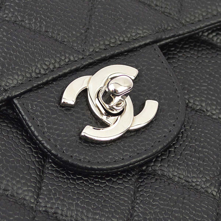 Chanel 2000-2001 Black Caviar Jumbo Classic Flap Shoulder Bag