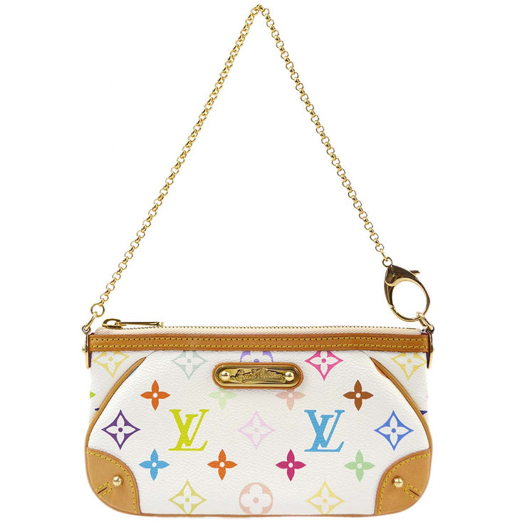 Louis Vuitton 2008 Multicolor White Pochette Milla MM Handbag M60096