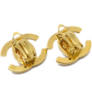 Chanel Gold CC Turnlock Earrings Rhinestone Clip-On Small 96A