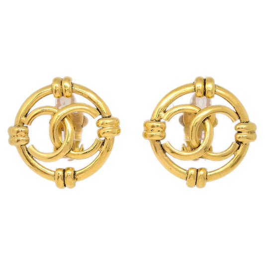 Chanel Gold Button Earrings Clip-On 94A