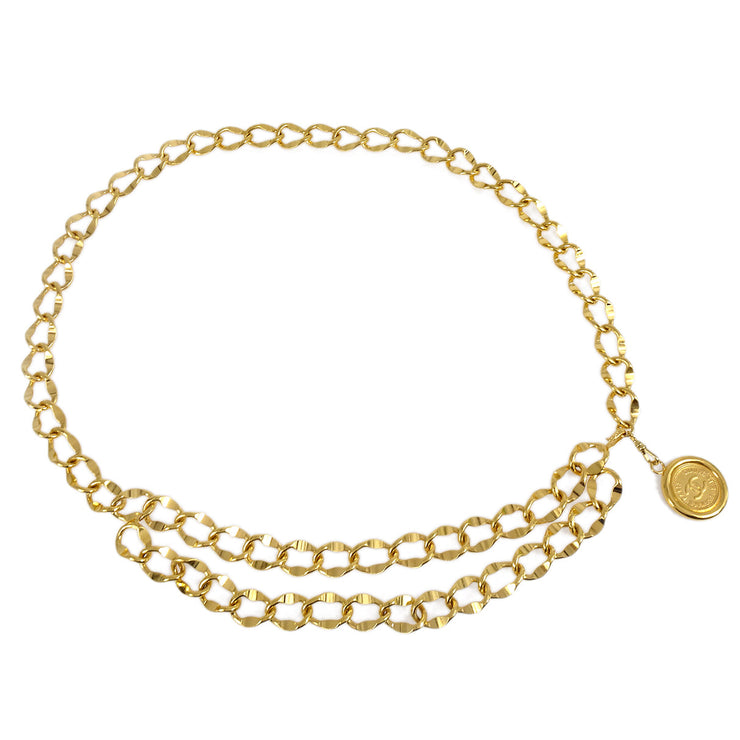 Chanel Gold Medallion Chain Belt Small Good