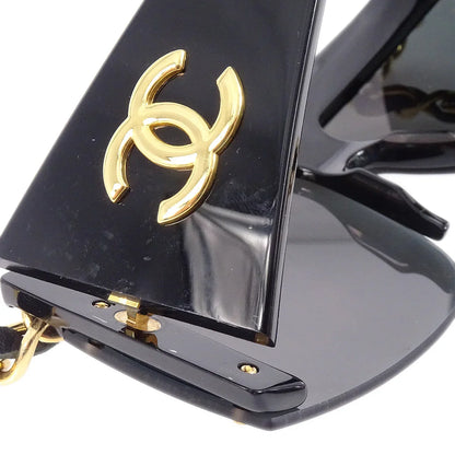 Chanel Chain Sunglasses Eyewear Black Small Good