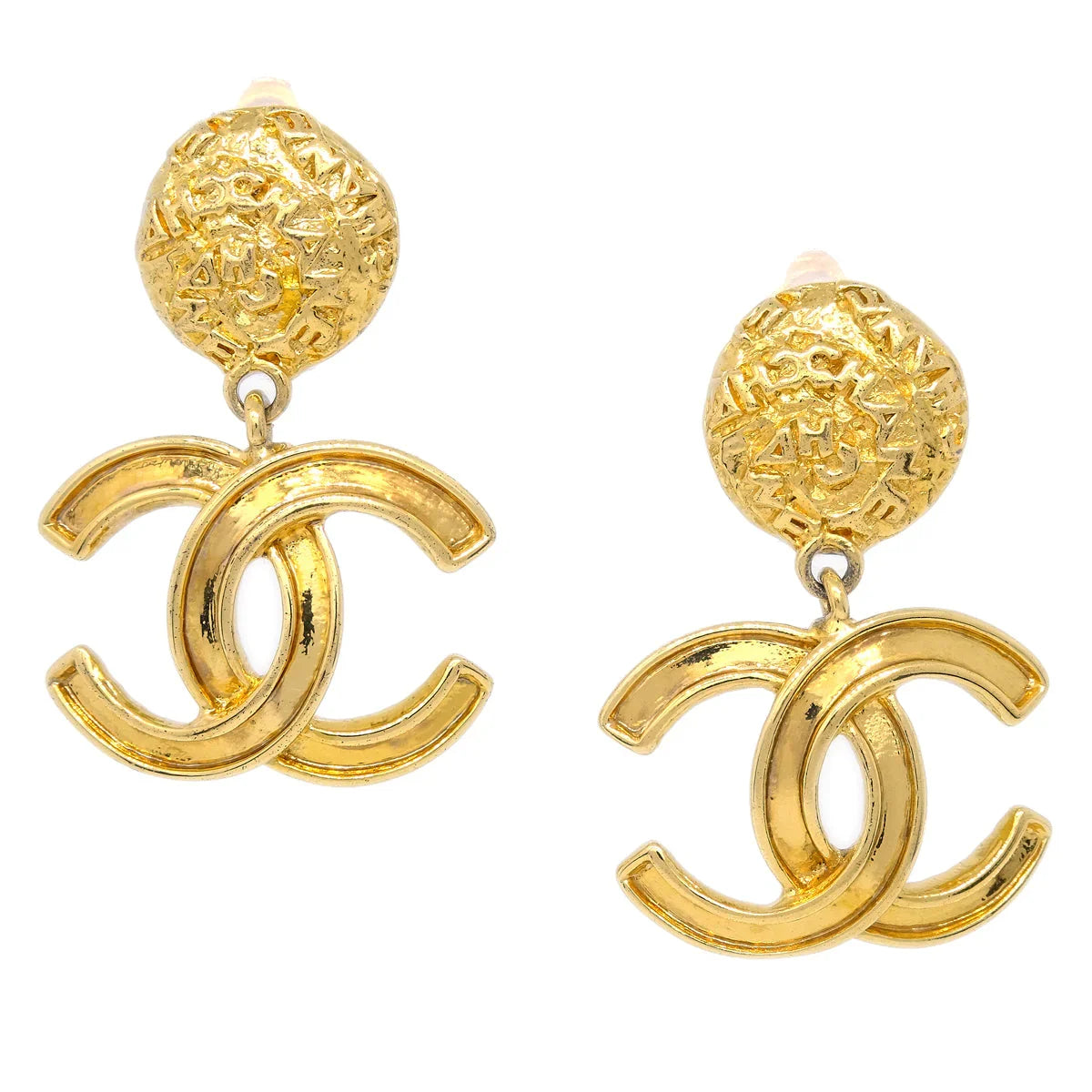 Chanel Gold Dangle Earrings Clip-On 95A