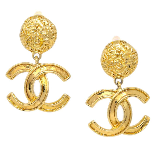 Chanel Gold Dangle Earrings Clip-On 95A