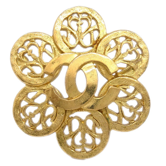 Chanel Flower Brooch Pin Gold 95A