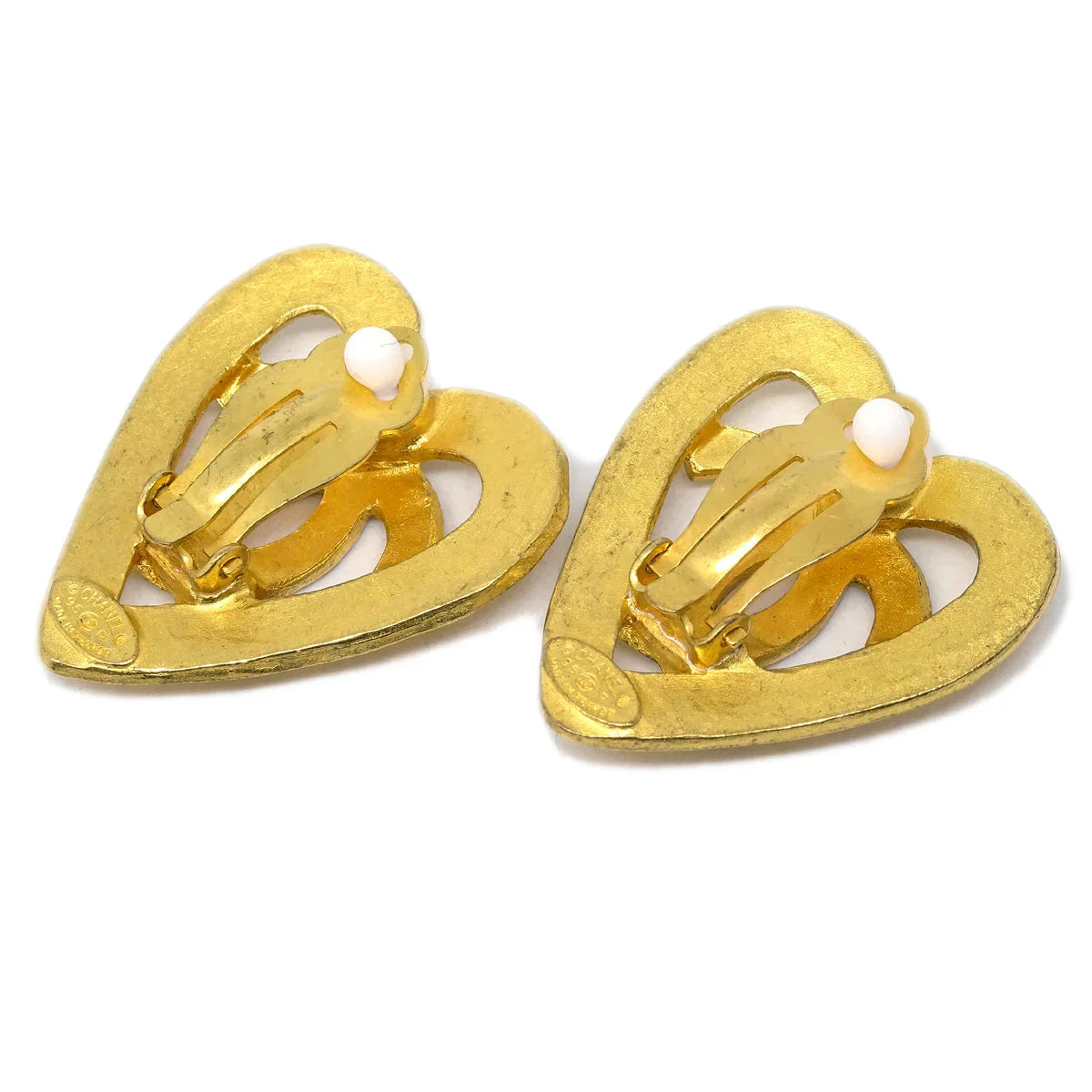 Chanel Gold Heart Earrings Clip-On 95P