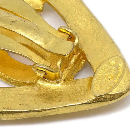 Chanel Gold Heart Earrings Clip-On 95P