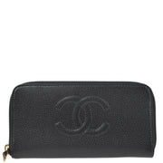 Chanel Black Caviar Long Wallet Purse