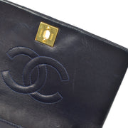 Chanel Navy Lambskin Turnlock Mini Full Flap Shoulder Bag