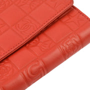 Chanel Red Lambskin Icon Bifold Wallet Purse