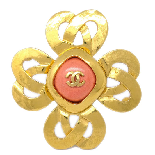 Chanel Stone Gold Brooch Pin 97P