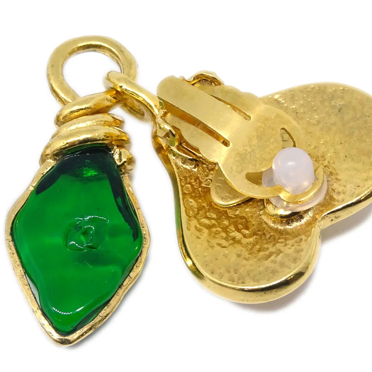 Chanel Gripoix Heaart Earrings Clip-On Gold 95P