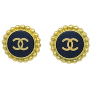 Chanel 1995 Gold & Black 'CC' Button Earrings