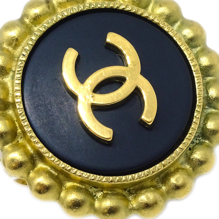 Chanel 1995 Gold & Black 'CC' Button Earrings