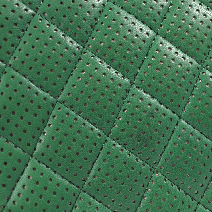 Chanel Green Perforated Lambskin East West Shoulder Bag