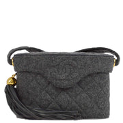 Chanel 1991-1994 Gray Felt Shoulder Bag