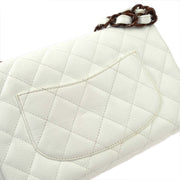 Chanel White Caviar Medium Single Flap Shoulder Bag