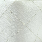 Chanel White Caviar Medium Single Flap Shoulder Bag