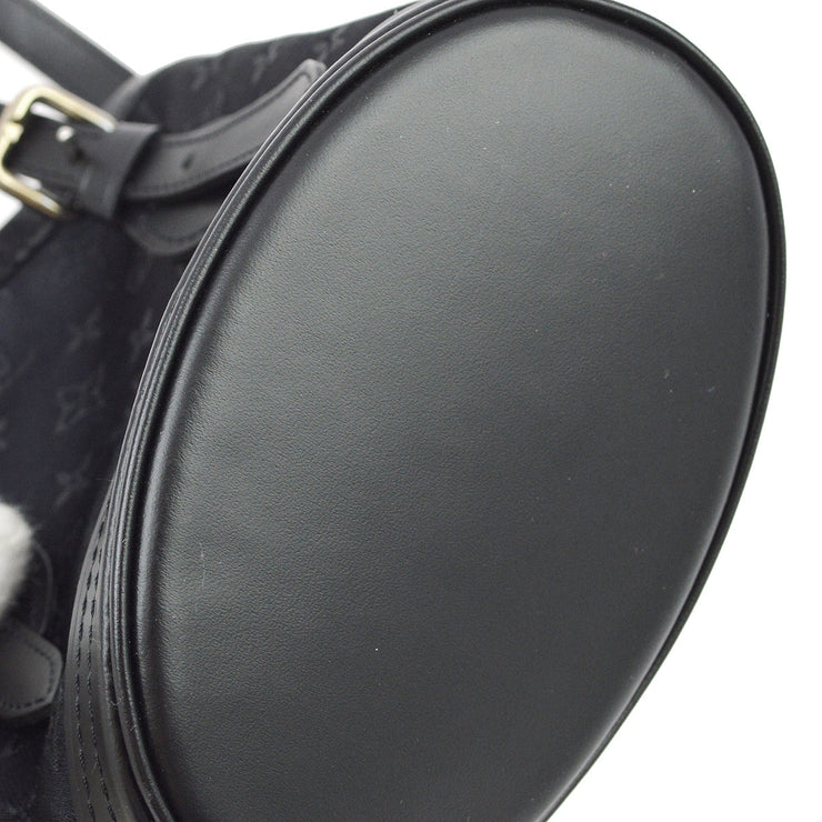 Louis Vuitton 2001 Black Monogram Satin Little Bucket Handbag M92144