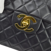 Chanel 1994-1996 Black Lambskin Maxi Classic Flap Shoulder Bag