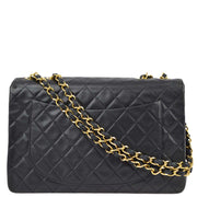 Chanel 1991-1994 Black Lambskin Maxi Classic Flap Shoulder Bag