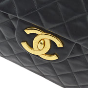 Chanel 1991-1994 Black Lambskin Maxi Classic Flap Shoulder Bag