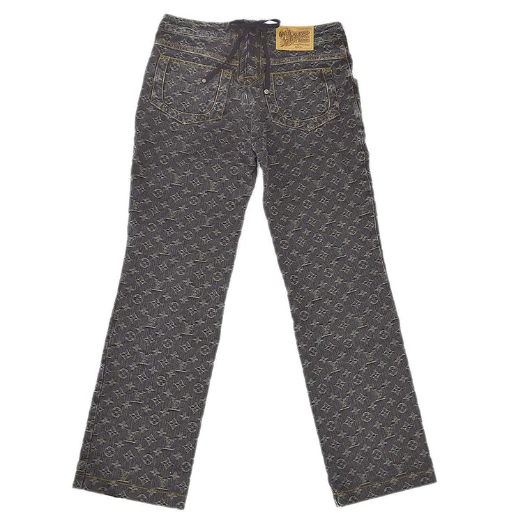 Louis Vuitton 2007 Monogram Denim Long Pants Gray #40
