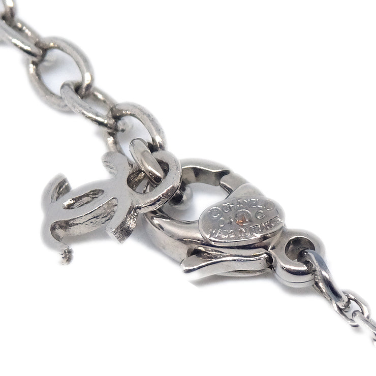 Chanel Heart Chain Necklace Pendant Silver 04C