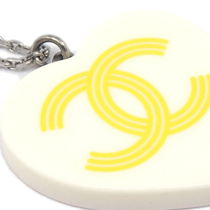 Chanel Heart Chain Necklace Pendant Silver 04C