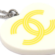 Chanel Heart Chain Necklace Pendant Silver 04C