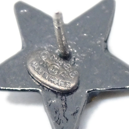 Chanel Star Rhinestone Piercing Earrings Black 03A