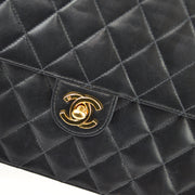 Chanel 2001-2003 Black Lambskin Turnlock Medium Half Flap Shoulder Bag