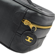 Chanel Black Lambskin Bicolore Vanity Handbag
