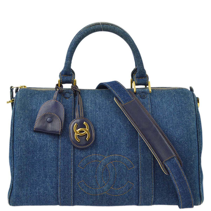 Chanel Blue Denim 2way Shoulder Handbag