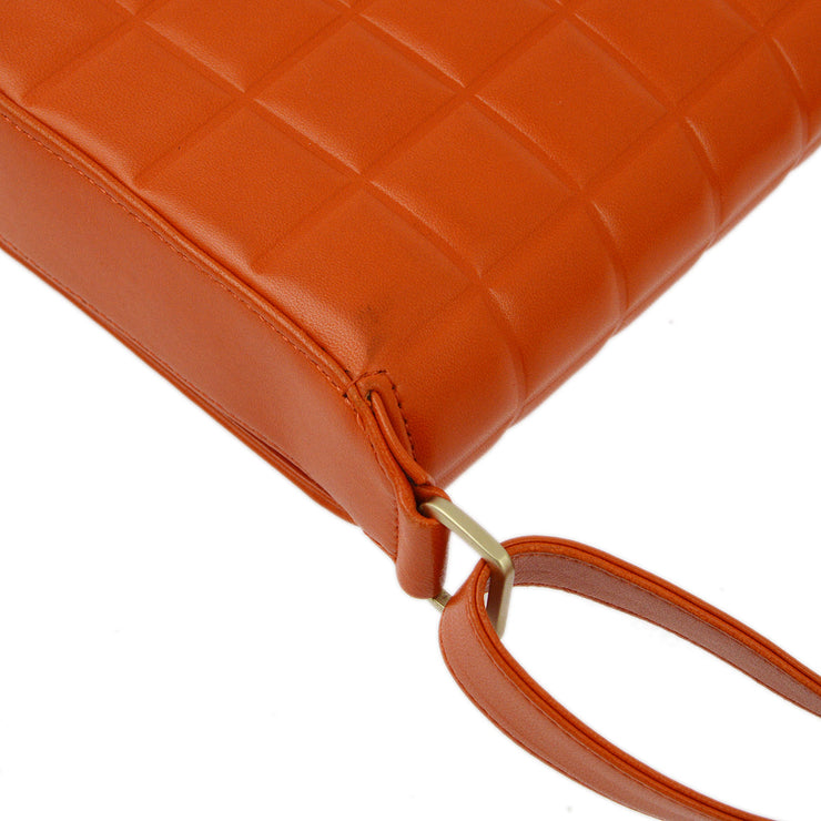 Chanel Orange Lambskin Choco Bar Shoulder Bag
