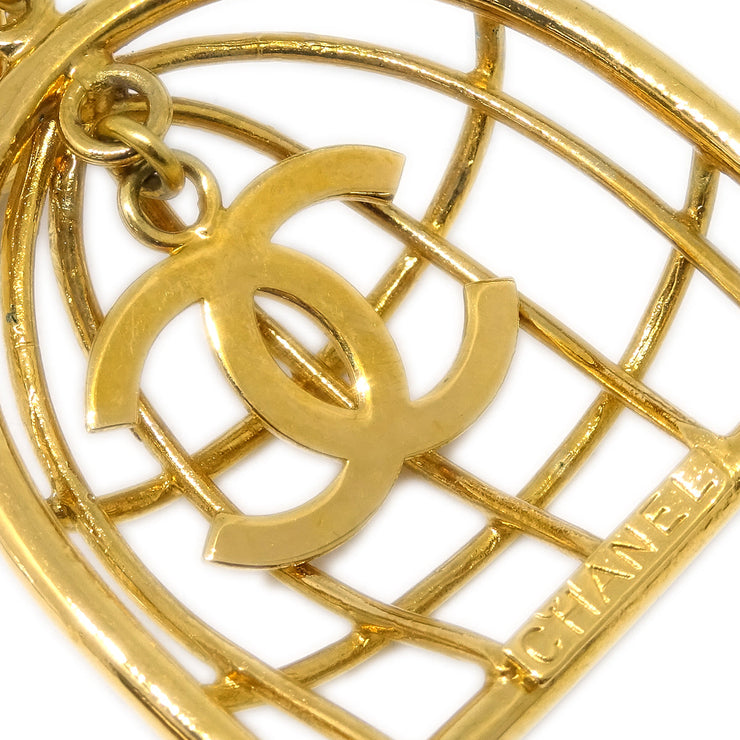 Chanel Gold Birdcage Dangle Earrings Clip-On 93A