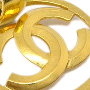 Chanel Gold Dangle Hoop Earrings Clip-On 96P