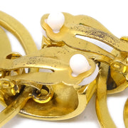 Chanel Gold Dangle Hoop Earrings Clip-On 96P