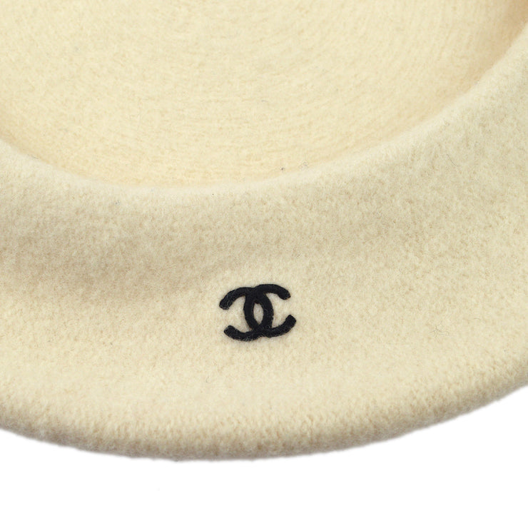 Chanel Hat Beret Ivory Small Good