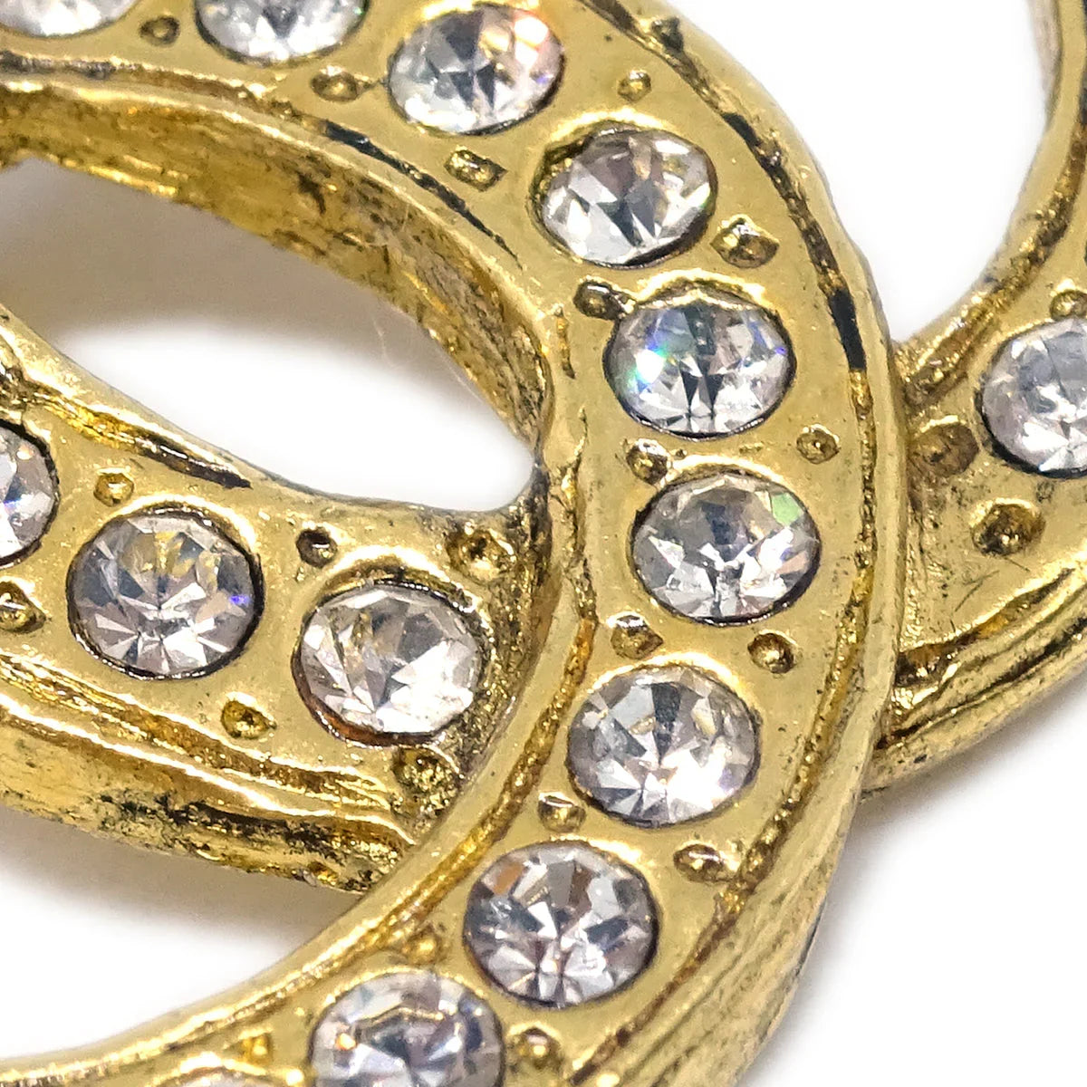 Chanel Gold CC Brooch Pin Rhinestone