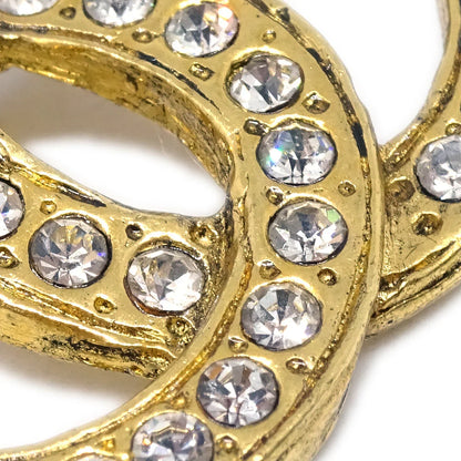 Chanel Gold CC Brooch Pin Rhinestone