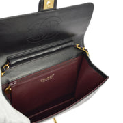 Chanel 2001-2003 Black Lambskin Turnlock Medium Half Flap Shoulder Bag