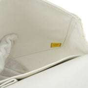 Chanel * White Tweed Classic Double Flap Medium Shoulder Bag