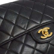 Chanel 1996-1997 Black Lambskin Medium Double Sided Classic Flap Shoulder Bag