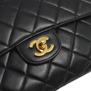 Chanel 1996-1997 Black Lambskin Medium Double Sided Classic Flap Shoulder Bag