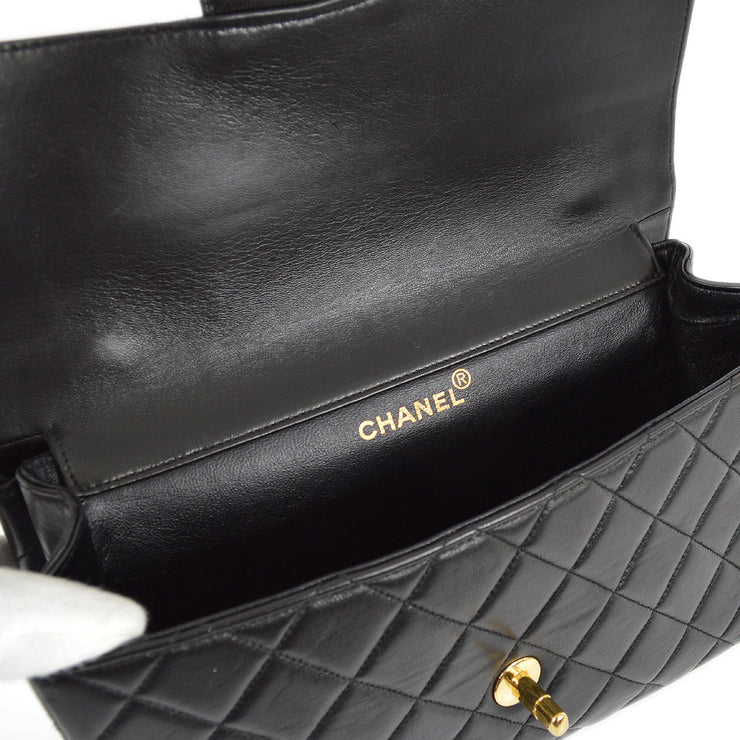 Chanel 1996-1997 Black Lambskin Medium Double Sided Classic Flap Shoulder Bag